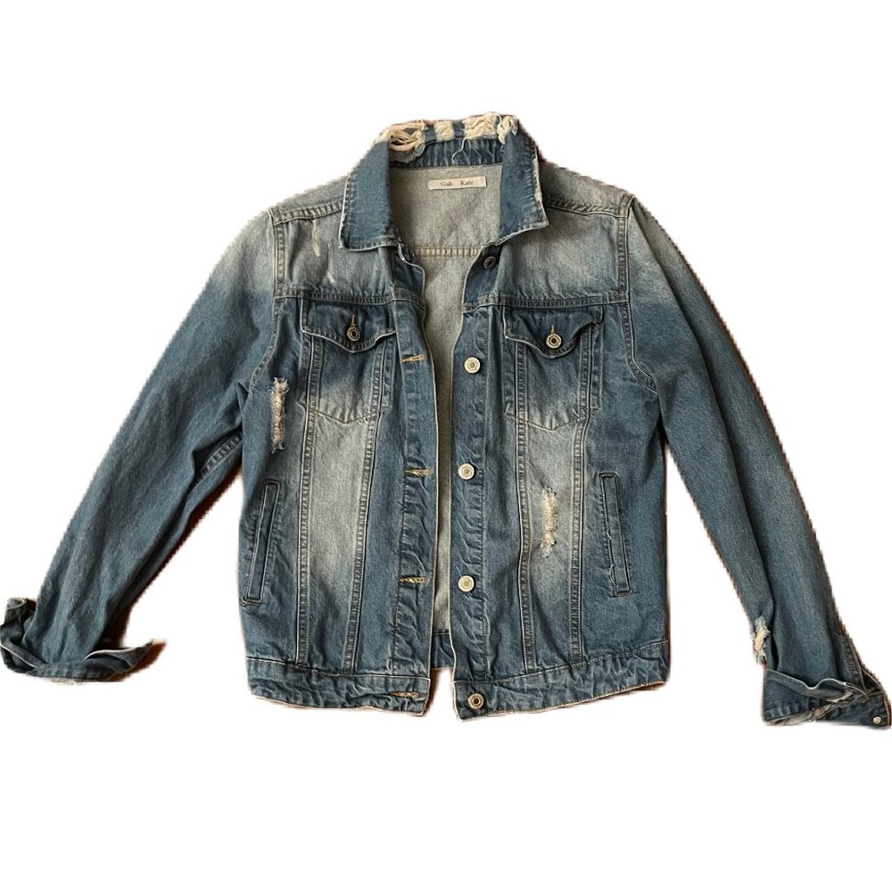 Light Wash Distressed Denim Jacket